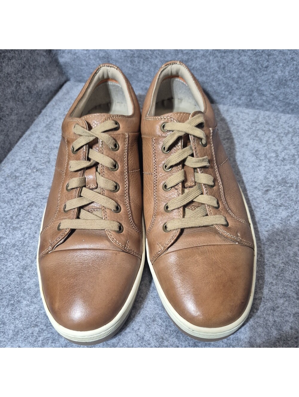 Dockers Men's Brown Leather Lace-Up Sneakers Round Toe Rubber Sole US 12 M